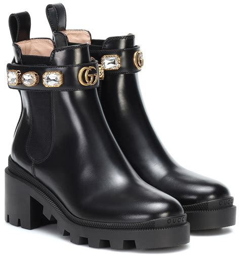 gucci leather boot with belt|Gucci embellished leather ankle boots.